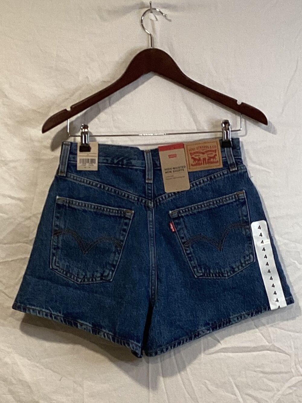 Levi's Blue High-Rise Denim Jean Shorts - Picture 5 of 6